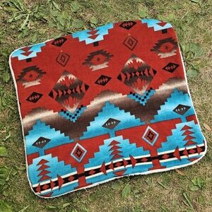 NEW! Aztec Red Turquoise Pet Mat - Large - 3 Layers Fleece Sherpa | Dog Cat Baby
